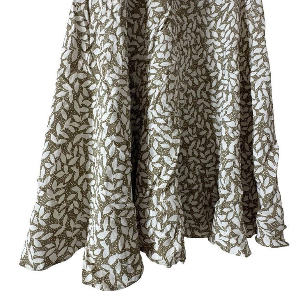 Casual Studio Midi Rayon Sage Green White Floral Side Zip Midi Skirt 90s sz S - Picture 15 of 16